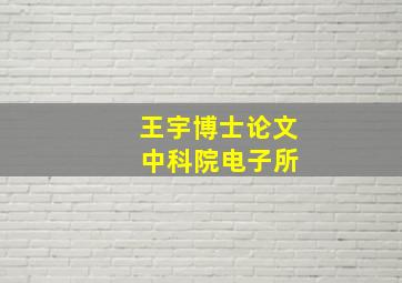 王宇博士论文 中科院电子所